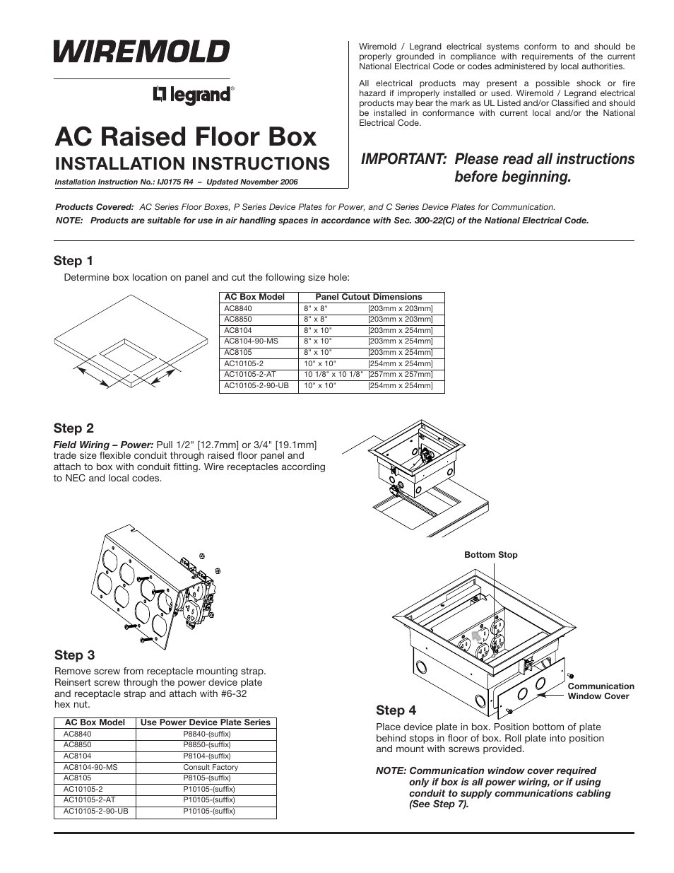 Legrand AC User Manual | 2 pages