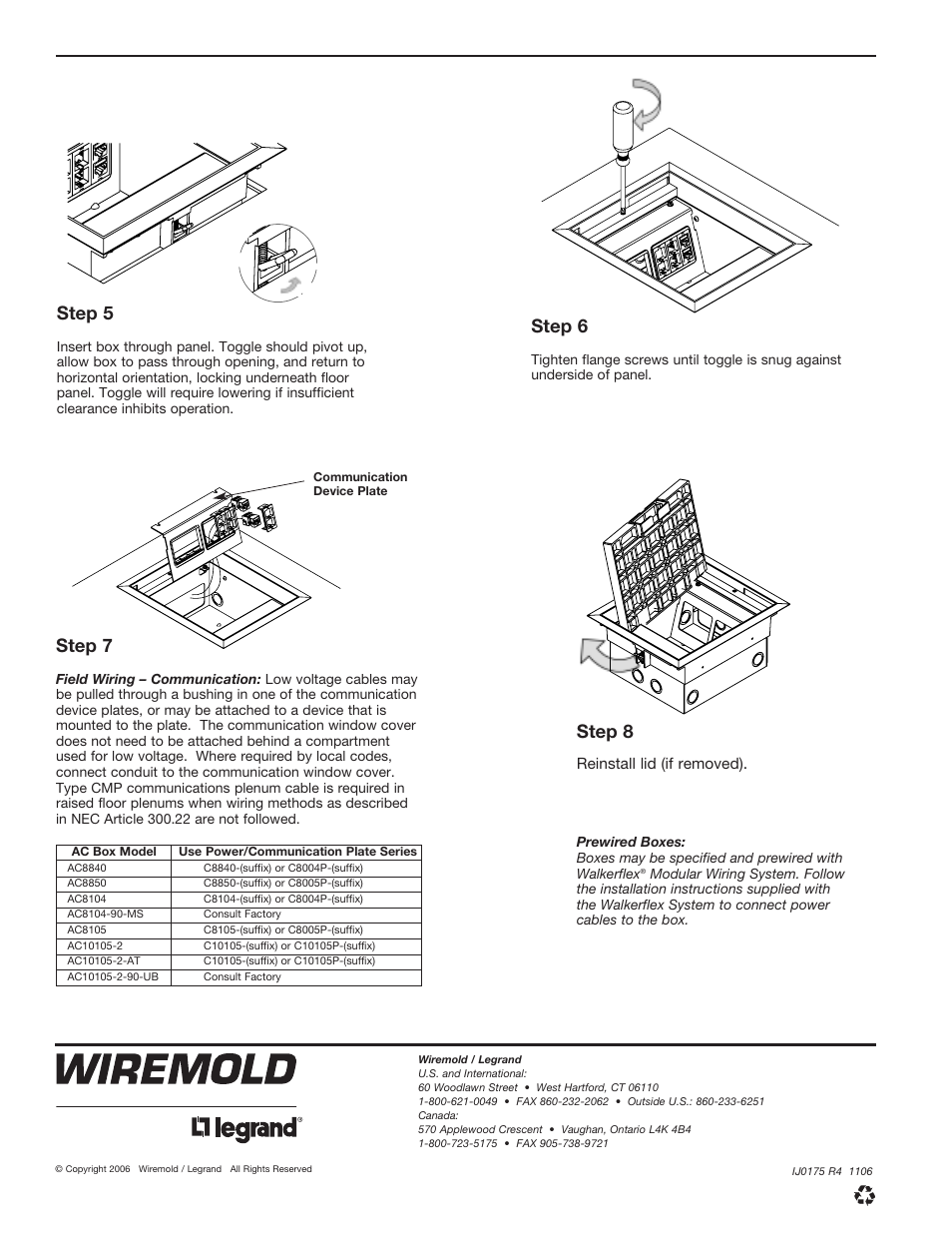 Step 5, Step 6, Step 8 | Step 7 | Legrand AC User Manual | Page 2 / 2