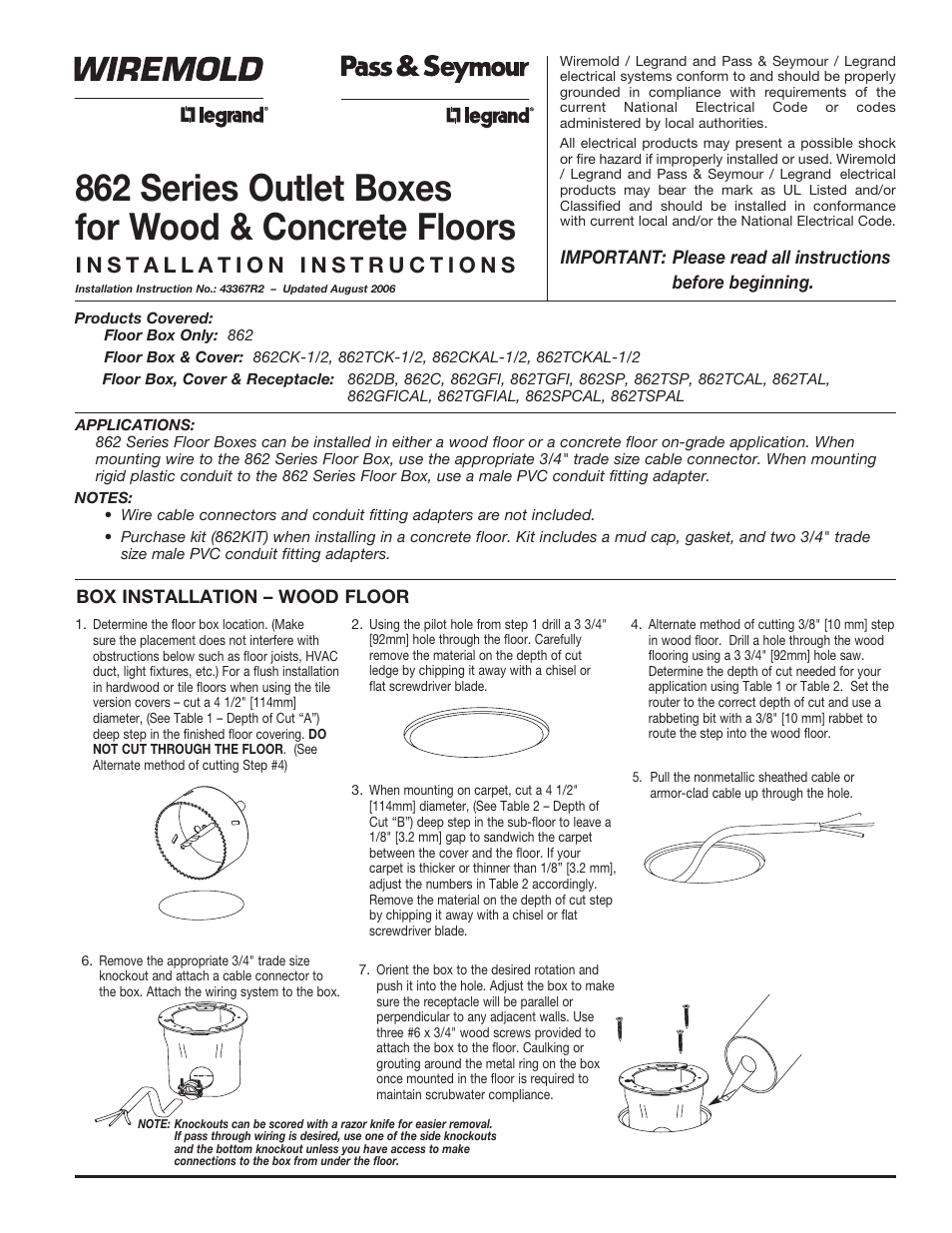 Legrand 862 User Manual | 2 pages