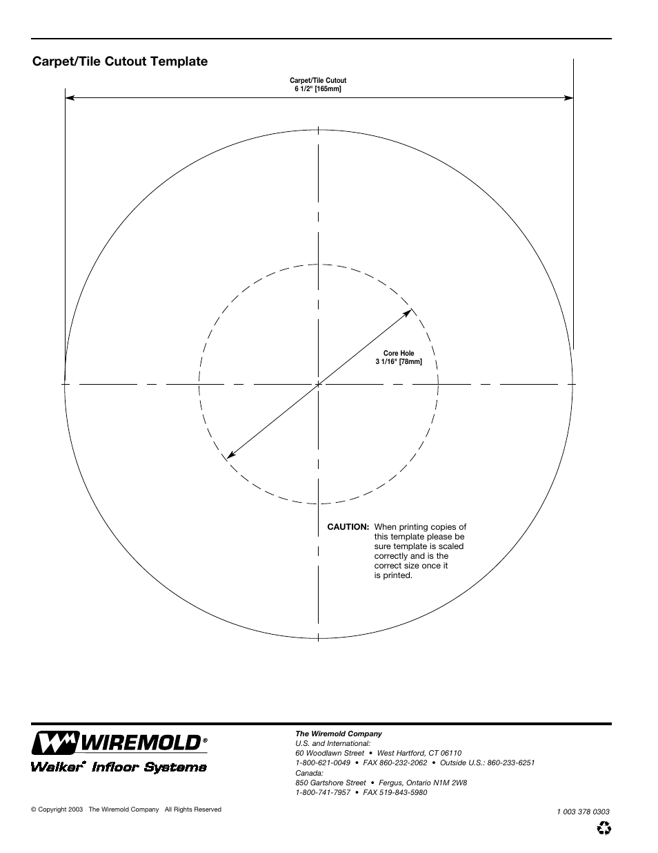 Carpet/tile cutout template | Legrand RC7AFFTC User Manual | Page 4 / 4