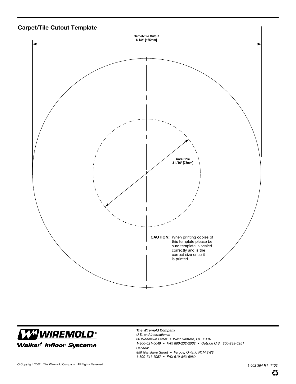 Carpet/tile cutout template | Legrand RC9AM2TC User Manual | Page 4 / 4