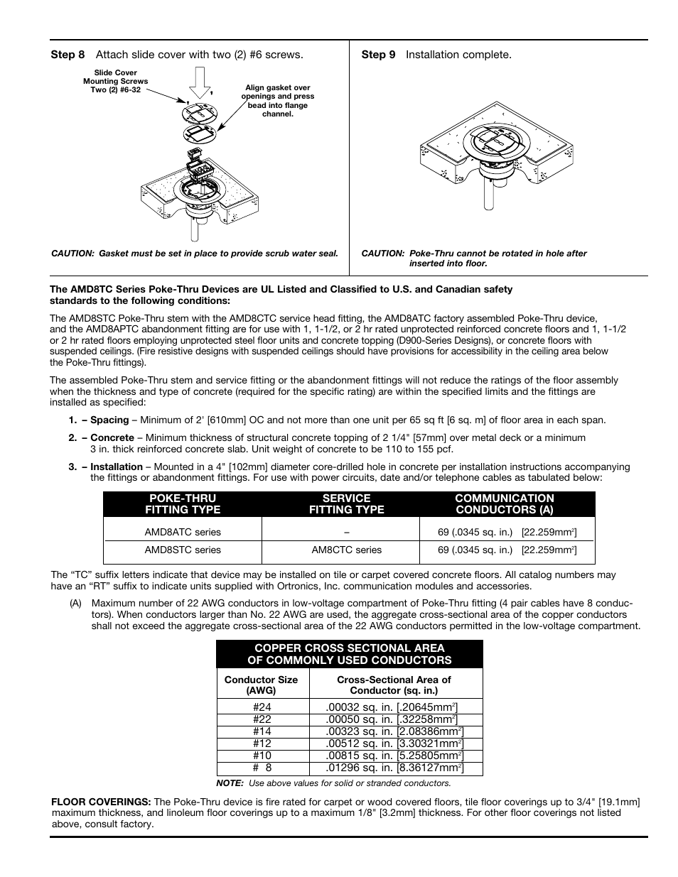 Legrand AMD8 Communications Poke-Thru Device User Manual | Page 3 / 4