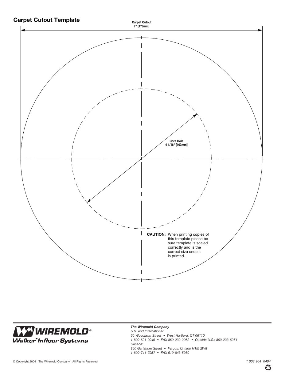 Carpet cutout template | Legrand AV3 User Manual | Page 6 / 6