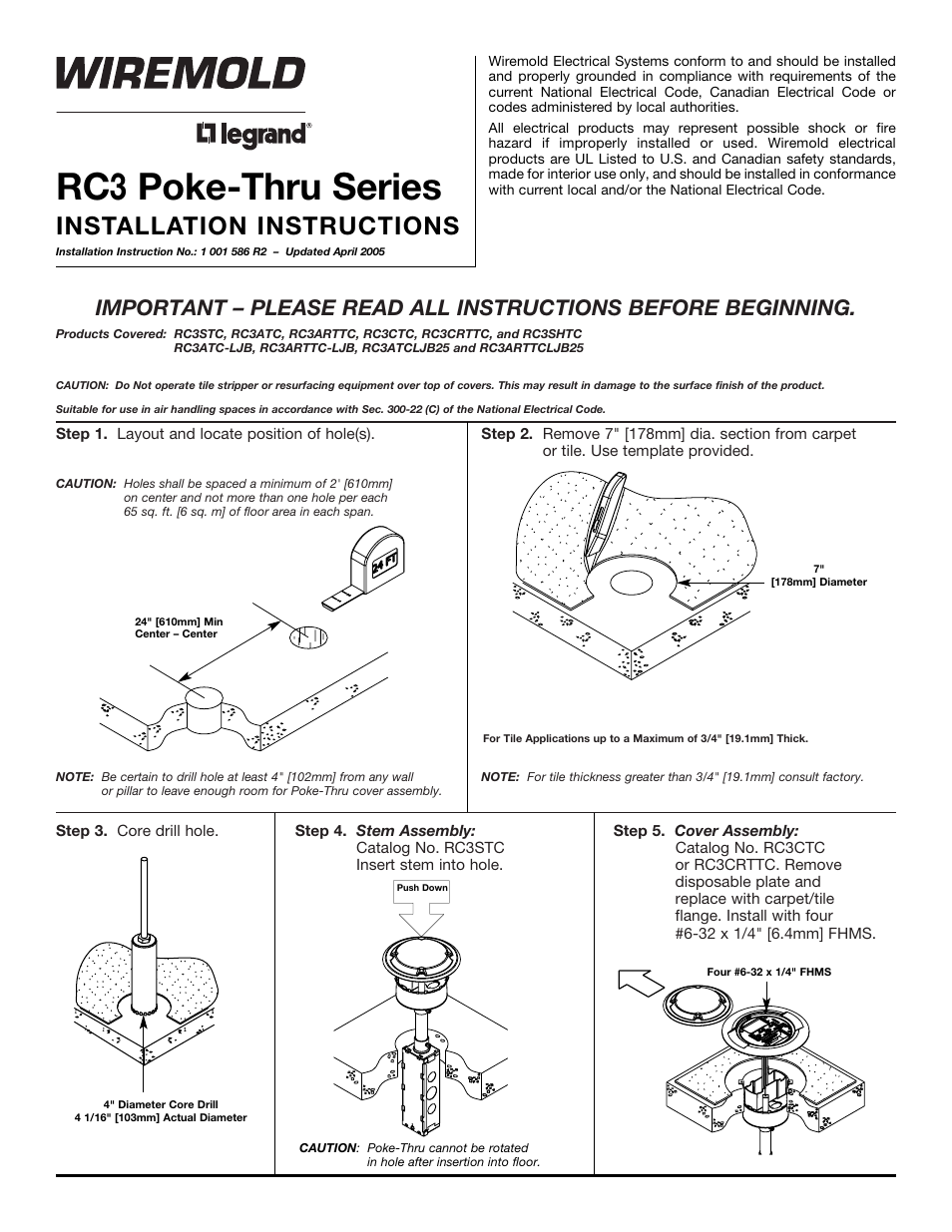 Legrand RC3APTCBK User Manual | 6 pages