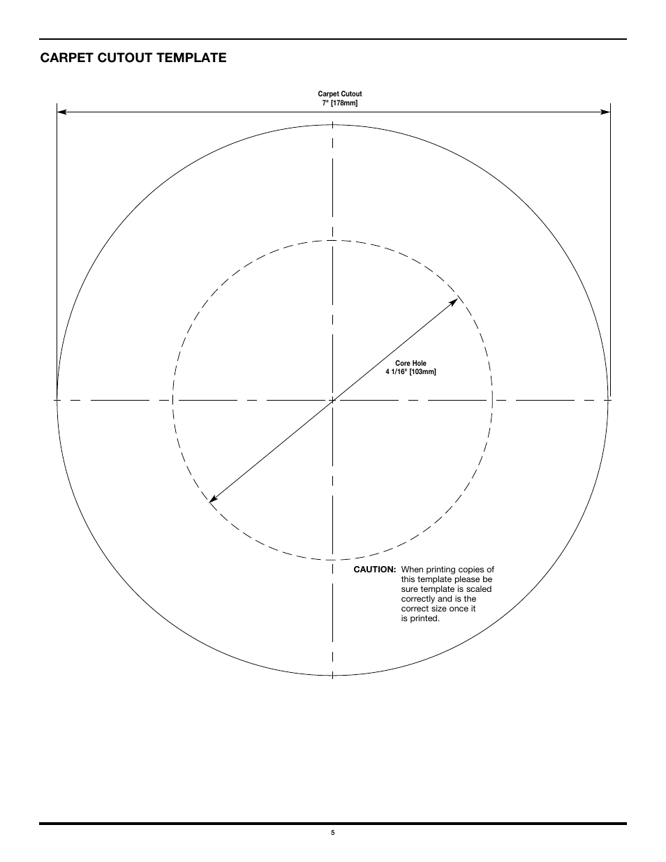 Carpet cutout template | Legrand RC3 Replacement Scrub Water Cover Assembly Kit User Manual | Page 5 / 6