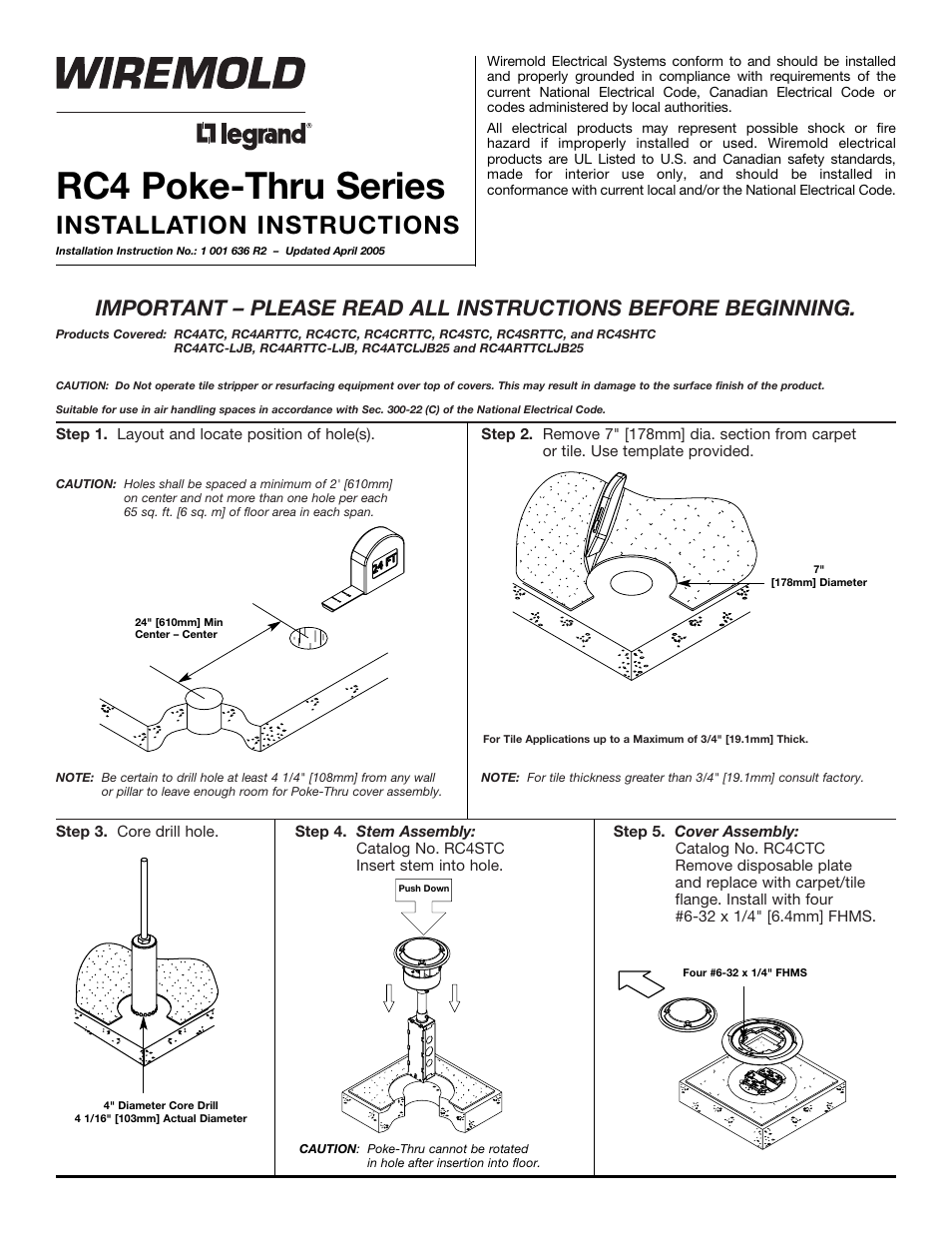 Legrand RC4KTCBK User Manual | 6 pages