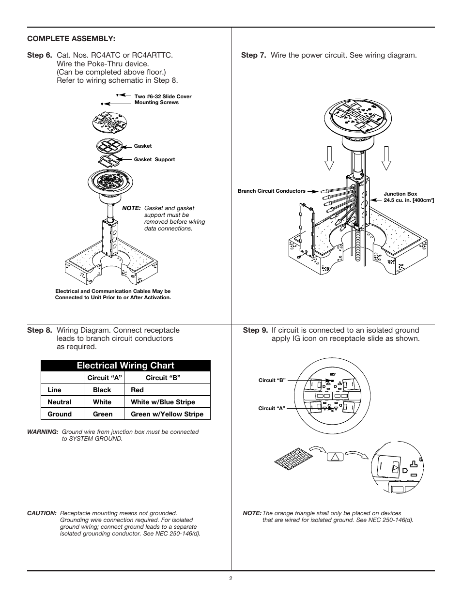 Electrical wiring chart | Legrand RC4KTCBK User Manual | Page 2 / 6