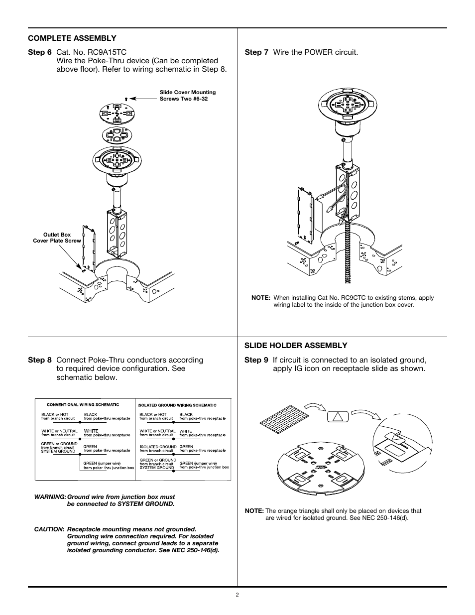 Legrand RC9 Poke-Thru Series User Manual | Page 2 / 6