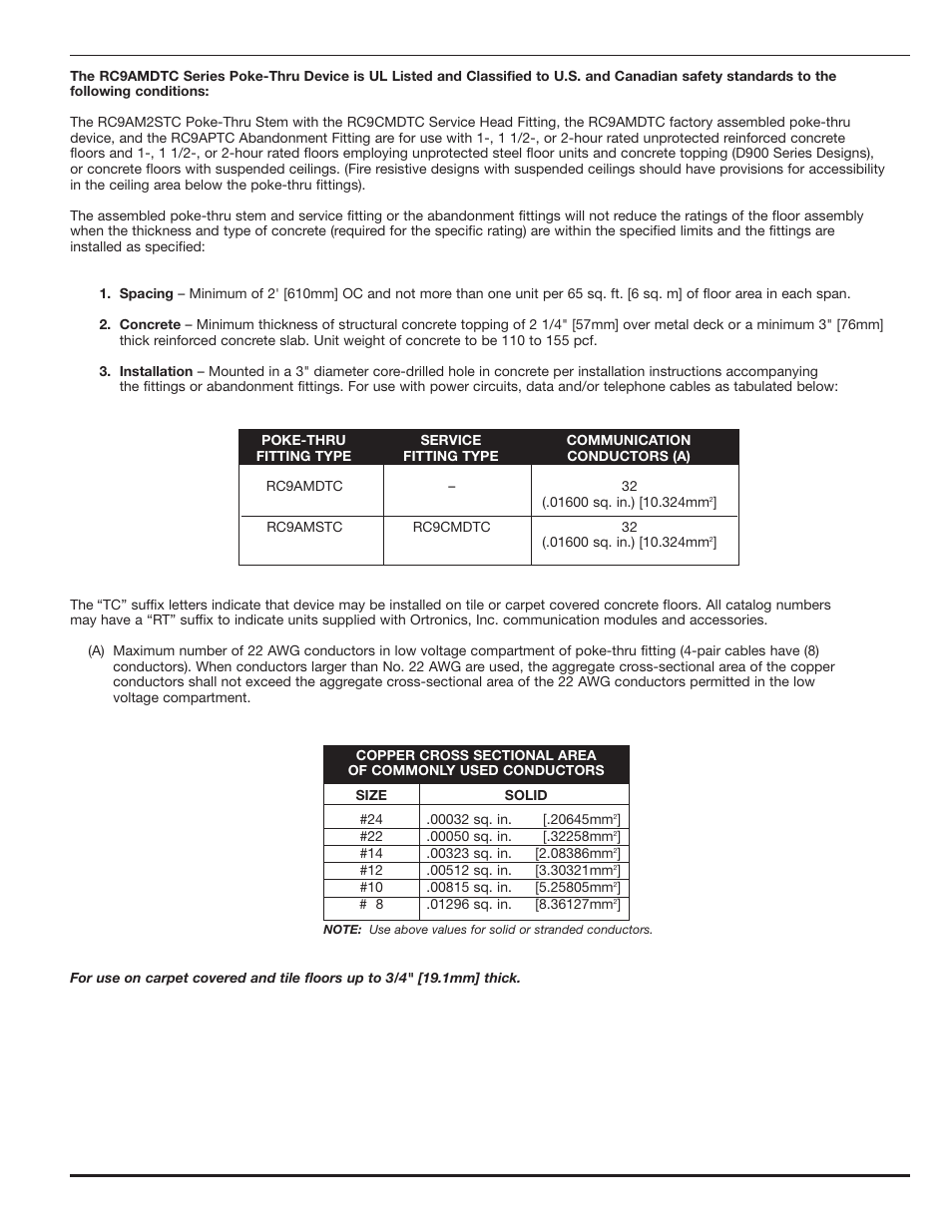 Legrand RC9AMD Poke-Thru Series User Manual | Page 3 / 4