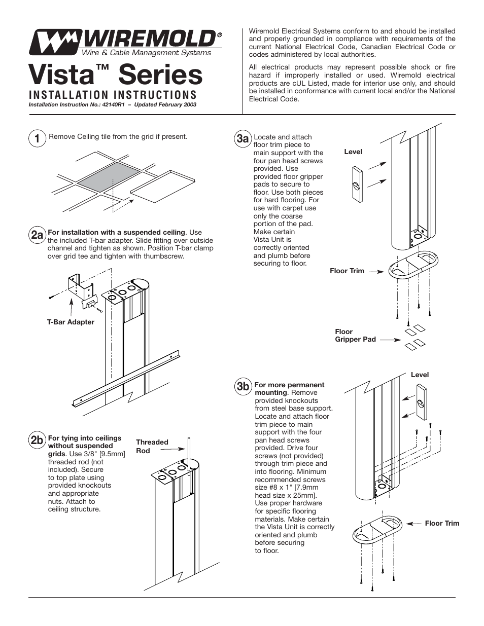 Legrand Vista Series Archtectural Columns User Manual | 8 pages