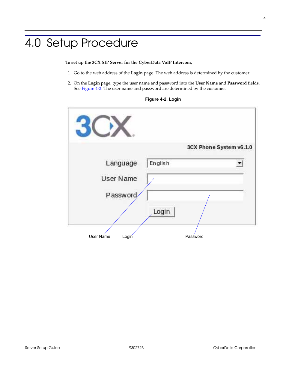 0 setup procedure | CyberData 3CX User Manual | Page 4 / 12
