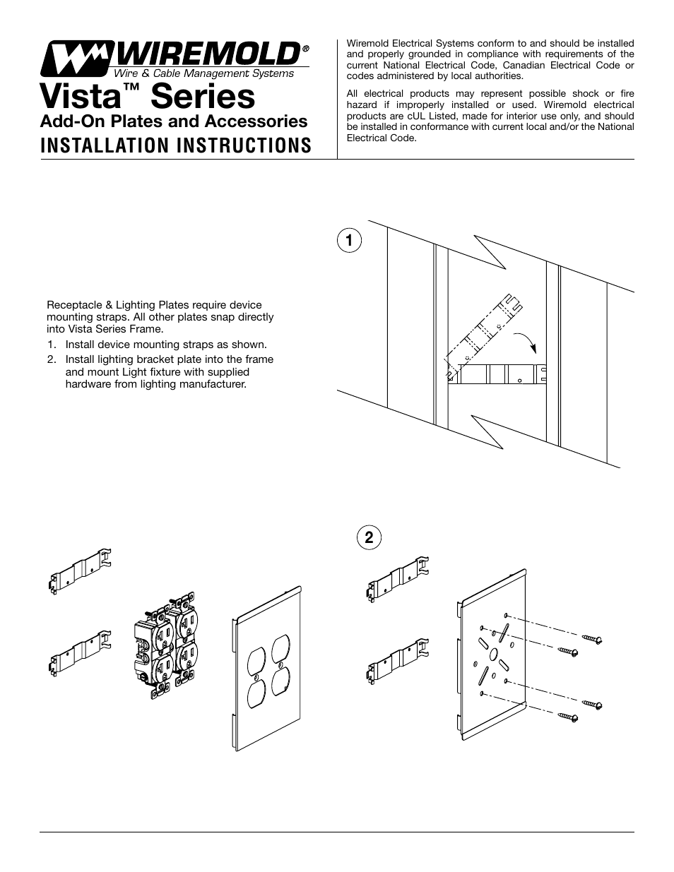 Legrand Vista Series Add-On Plates User Manual | 4 pages