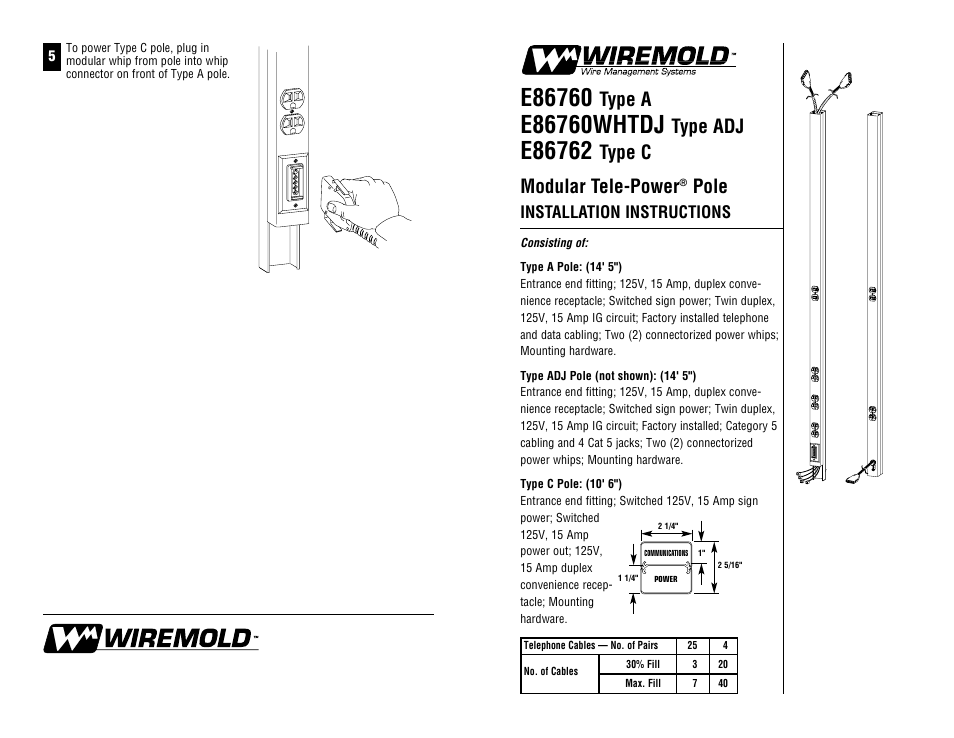 Legrand E86760 Type A User Manual | 2 pages