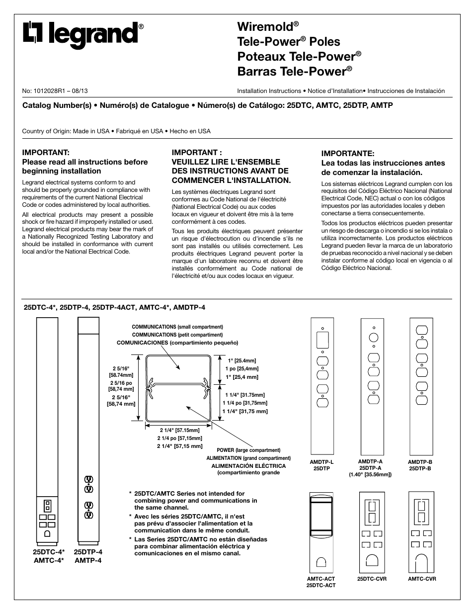 Legrand 25DTC User Manual | 4 pages