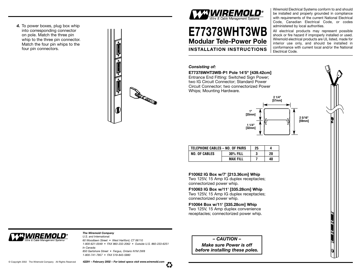 Legrand E77378WHT3WB User Manual | 2 pages