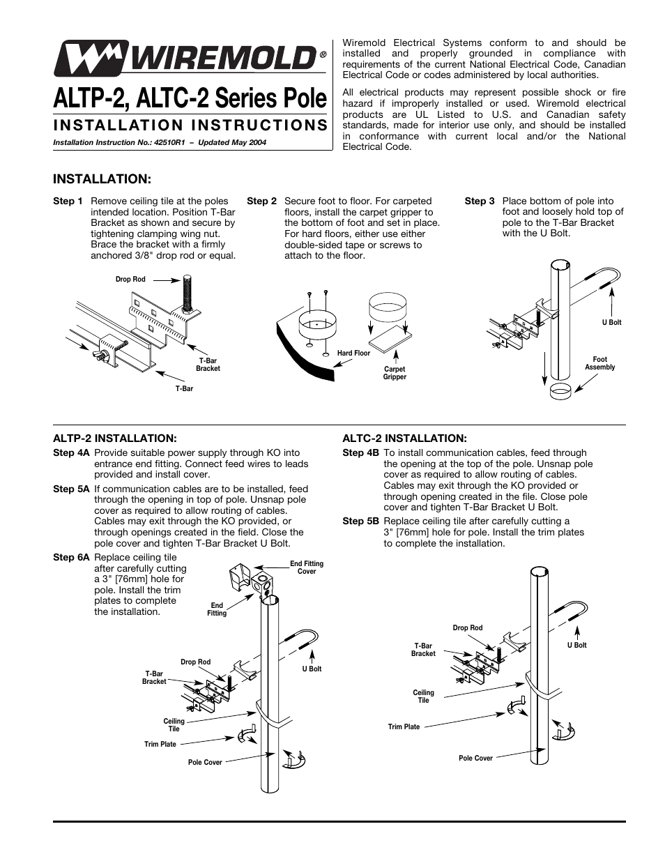 Legrand ALTP-2 Series Pole User Manual | 2 pages