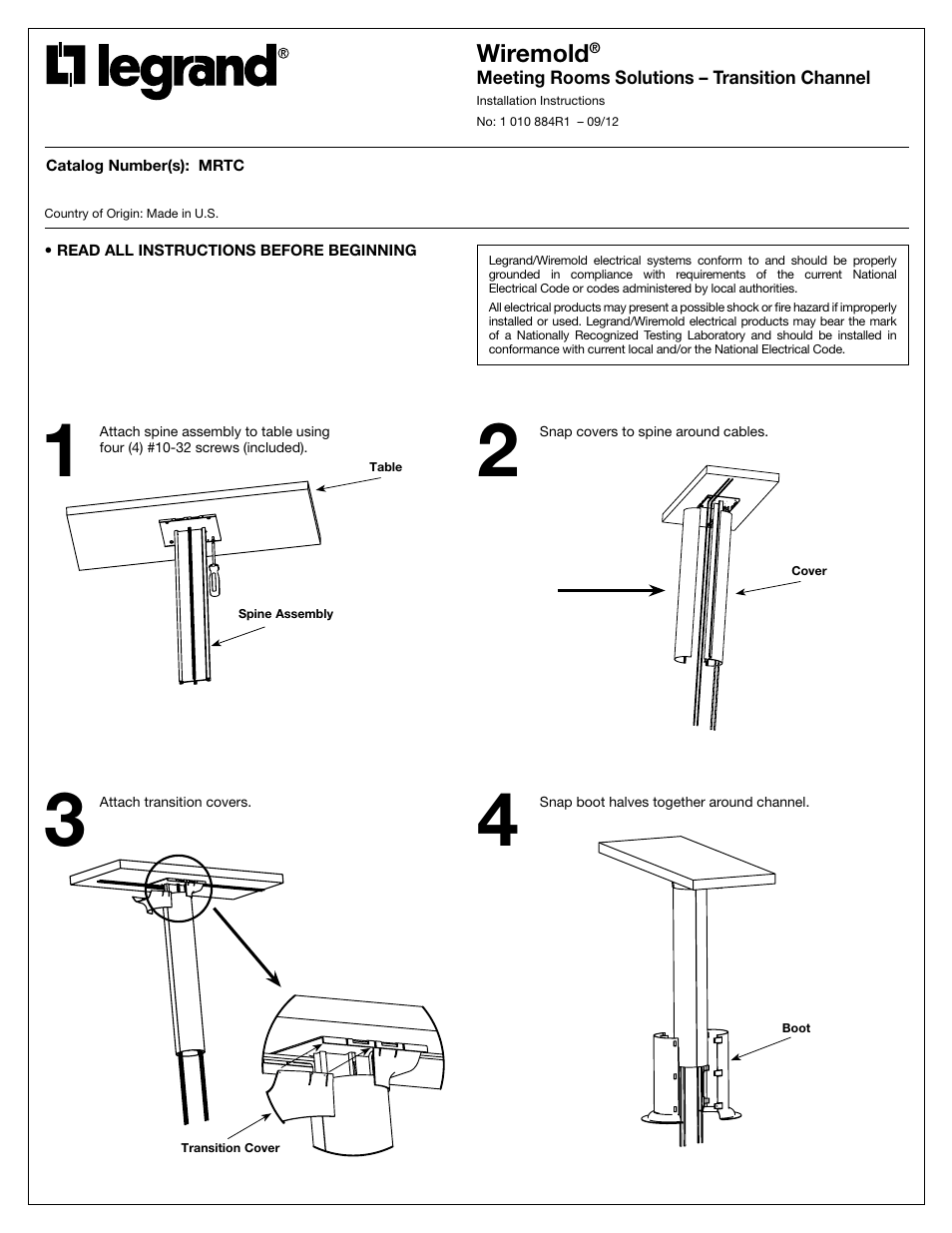 Legrand MRTC User Manual | 2 pages