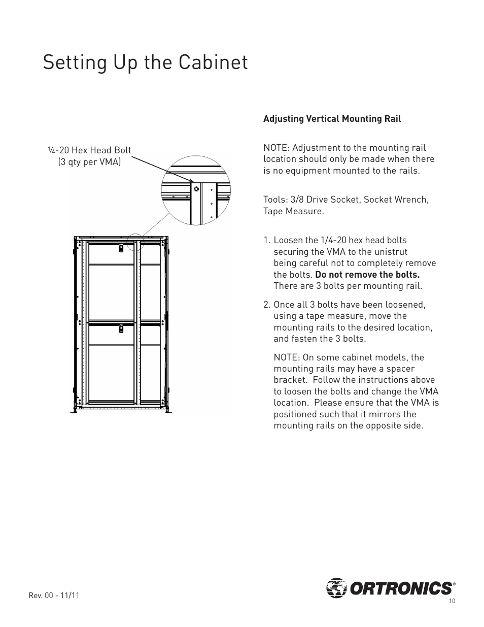 Setting up the cabinet | Legrand OR-GXC422942-A1-B User Manual | Page 11 / 16