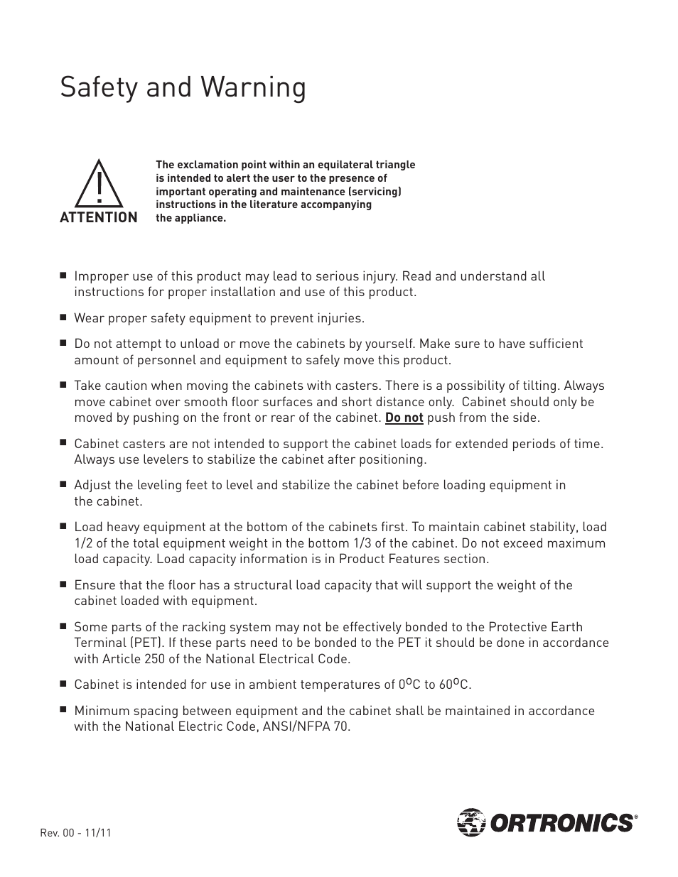 Safety and warning | Legrand OR-GXC422942-A1-B User Manual | Page 2 / 16