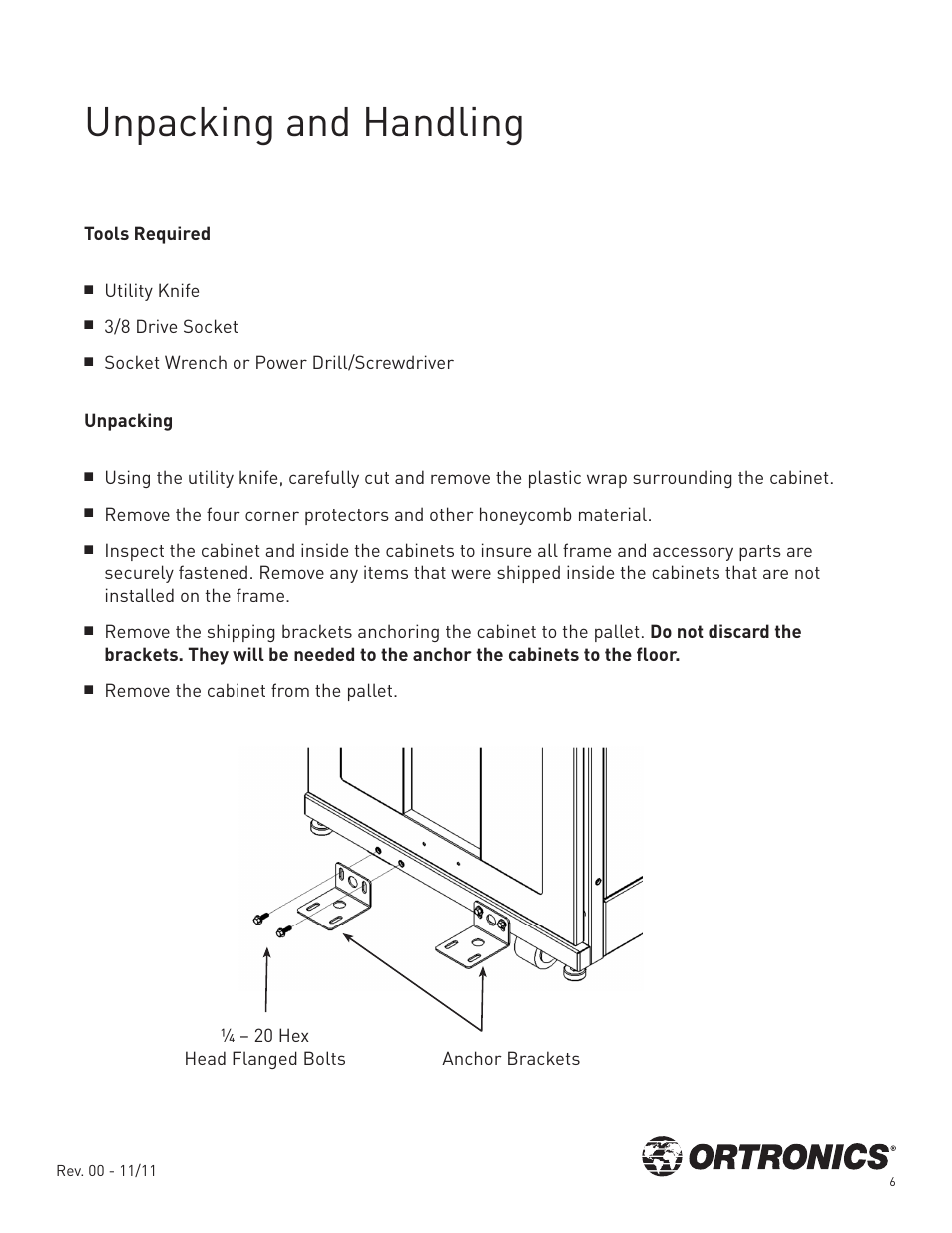 Unpacking and handling | Legrand OR-GXC422942-A1-B User Manual | Page 7 / 16