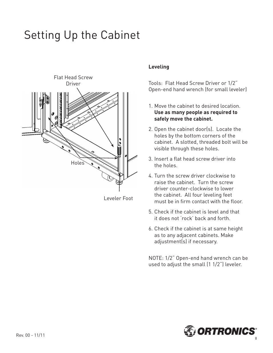 Setting up the cabinet | Legrand OR-GXC422942-A1-B User Manual | Page 9 / 16