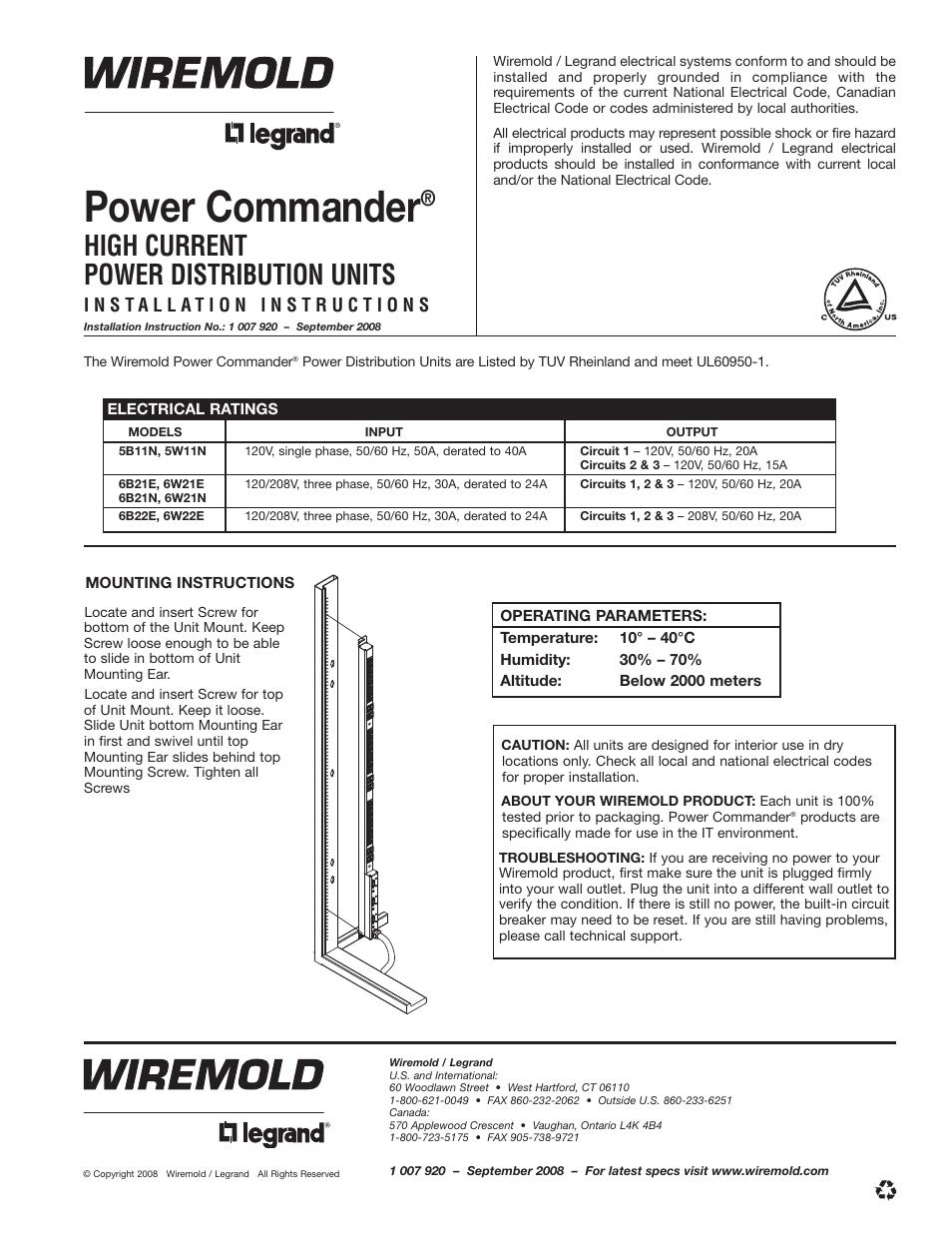 Legrand 5B11N User Manual | 1 page