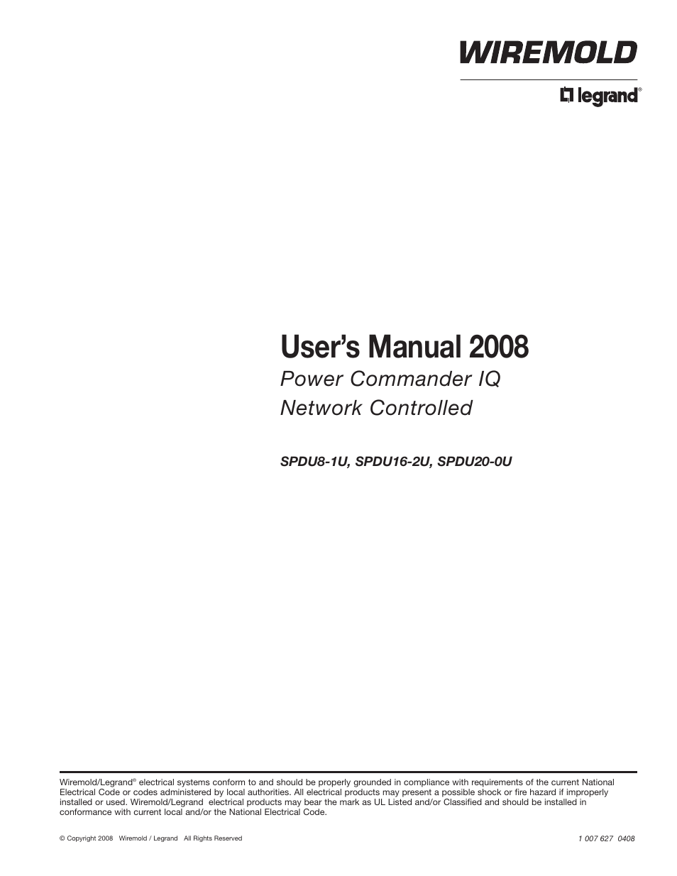 Legrand SPDU8-1U User Manual User Manual | 21 pages