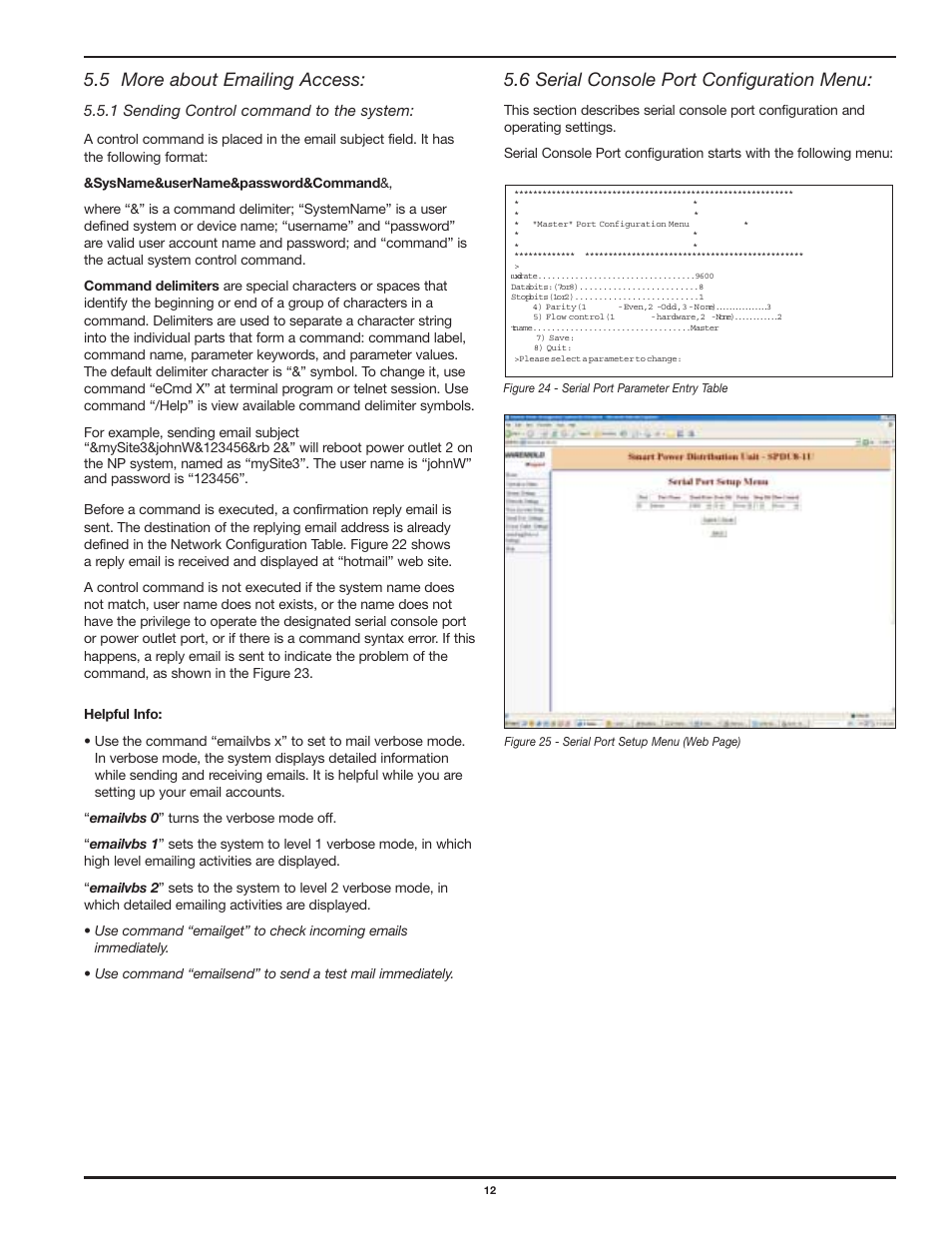 5 more about emailing access, 6 serial console port configuration menu, 1 sending control command to the system | Legrand SPDU8-1U User Manual User Manual | Page 15 / 21