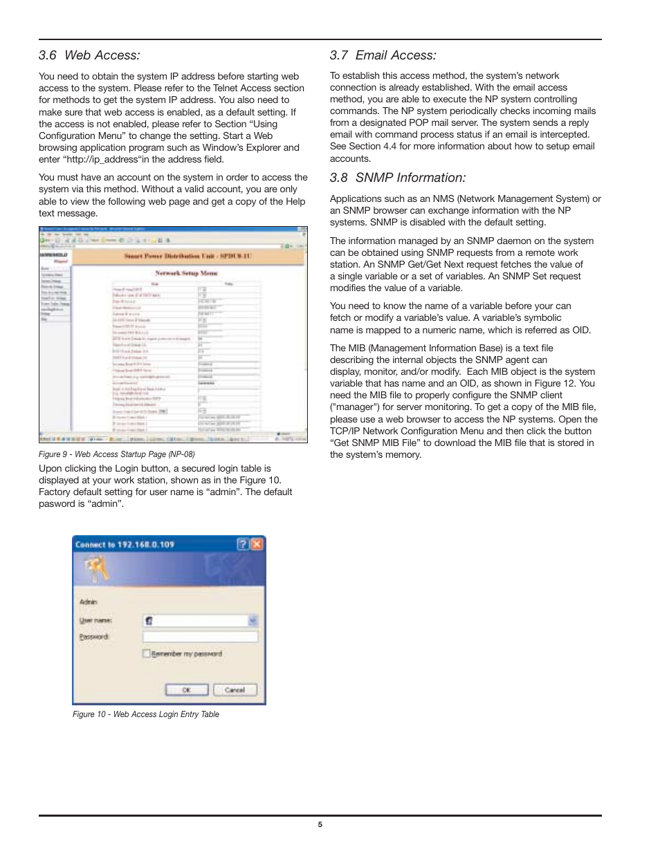 6 web access, 7 email access, 8 snmp information | Legrand SPDU8-1U User Manual User Manual | Page 8 / 21