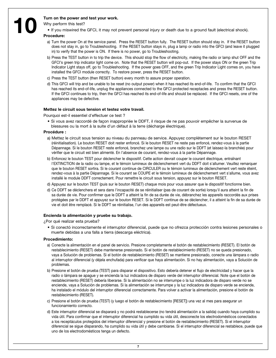 Legrand Plugmold GFCI Mulitoutlet Systems User Manual | Page 7 / 8