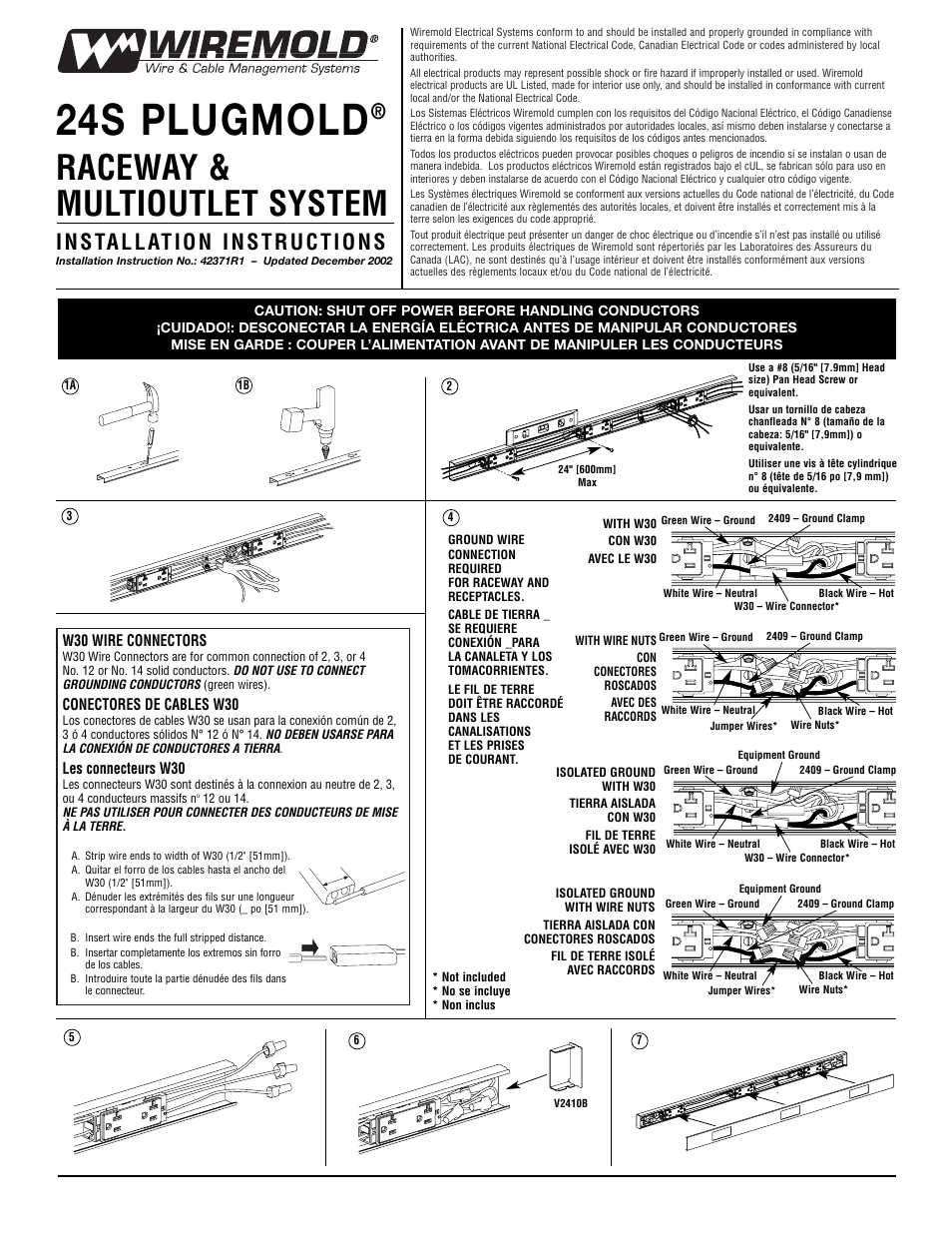 Legrand 2400 Series Steel Plugmold Multioutlet System v.1 User Manual | 2 pages