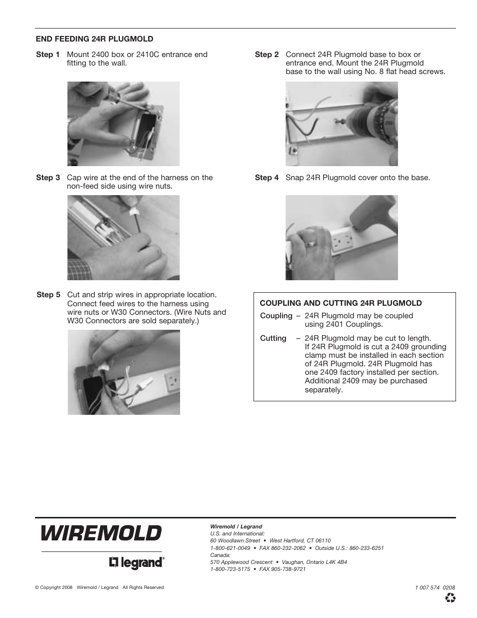 Legrand 2400 Series Steel Plugmold Multioutlet System v.2 User Manual | Page 2 / 2