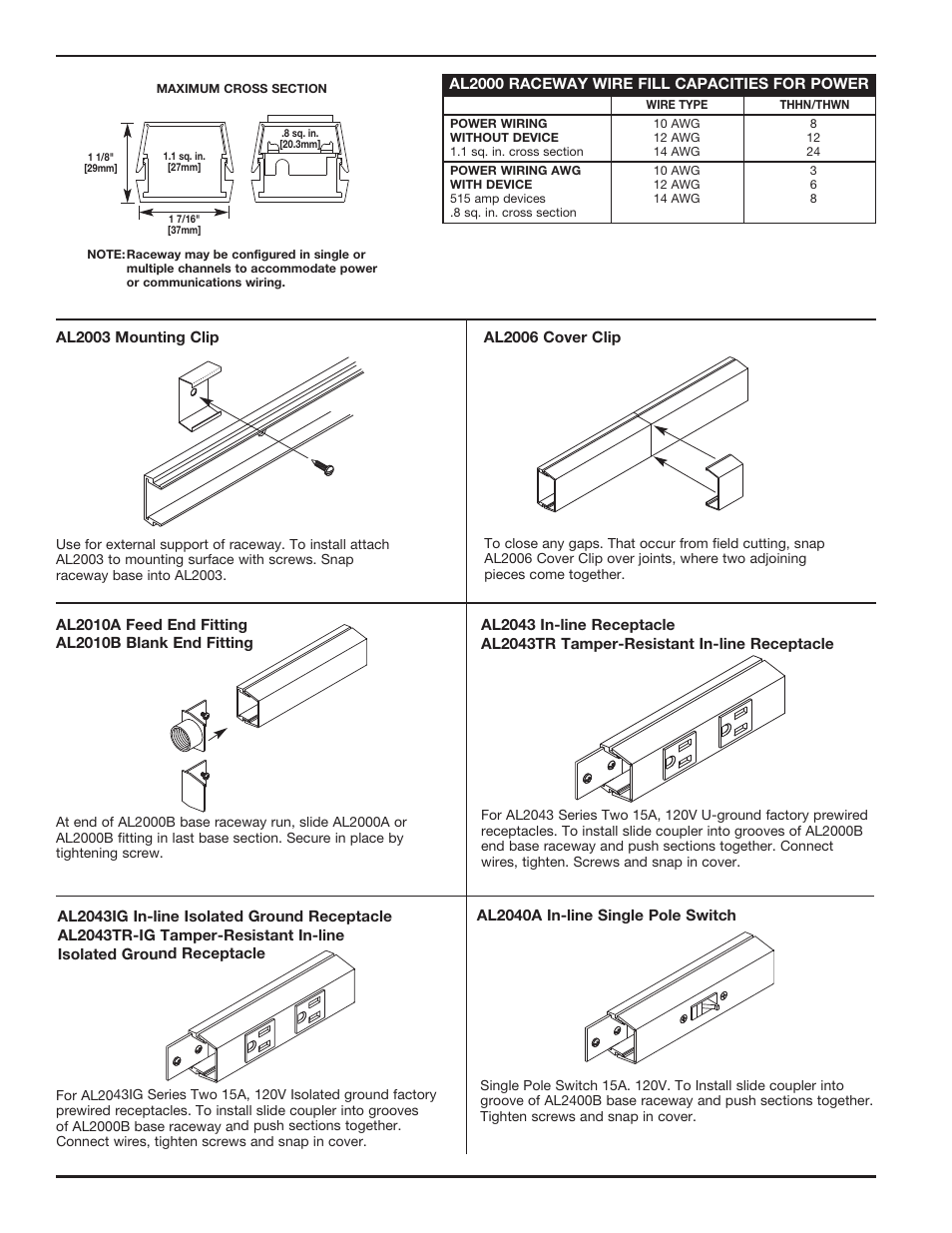 Legrand 2000 Series Aluminum Plugmold Multioutlet System User Manual | Page 2 / 4