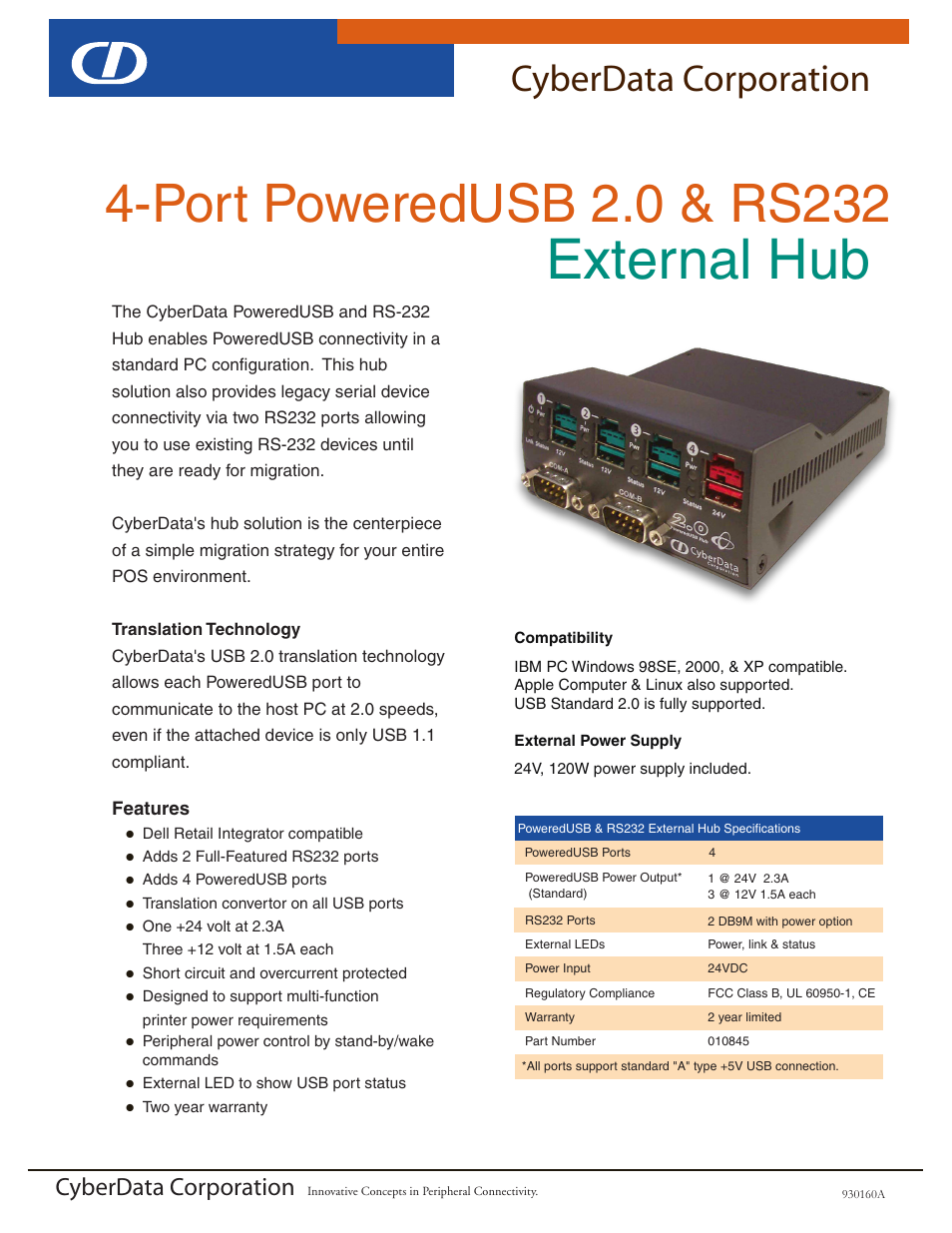 CyberData RS232 User Manual | 2 pages