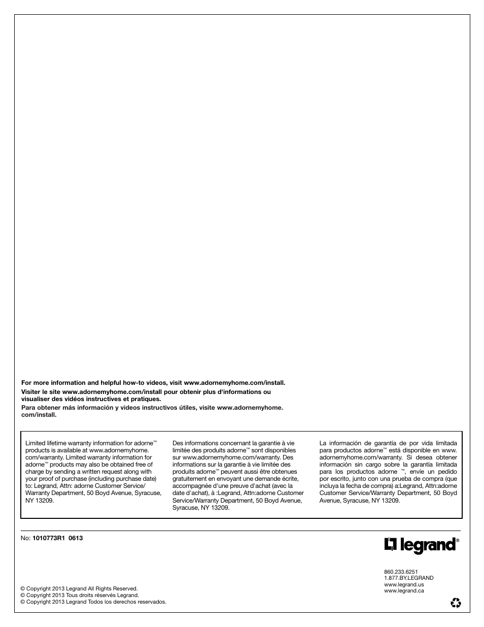 Legrand APCB3 User Manual | Page 8 / 8