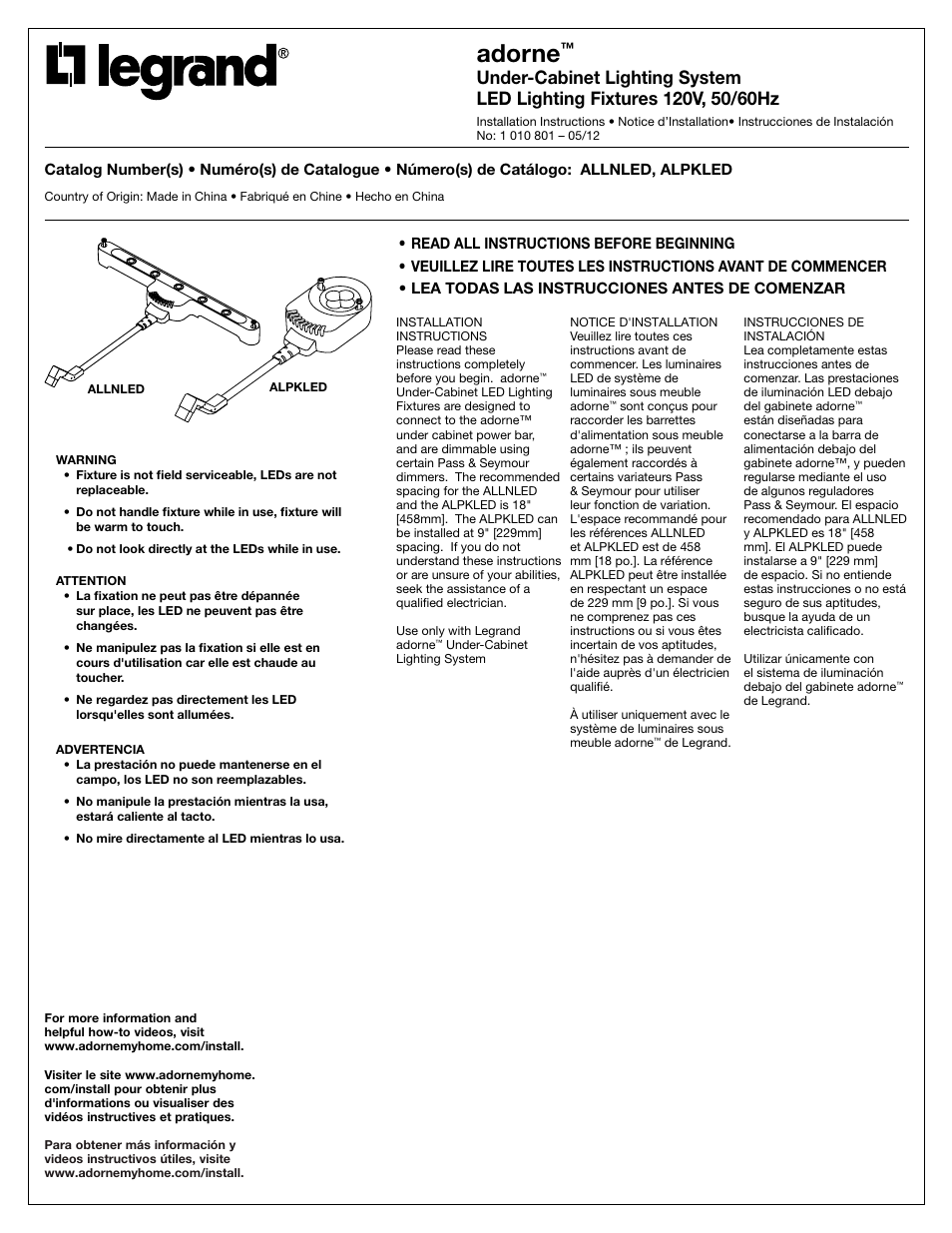 Legrand ALLNLED User Manual | 4 pages