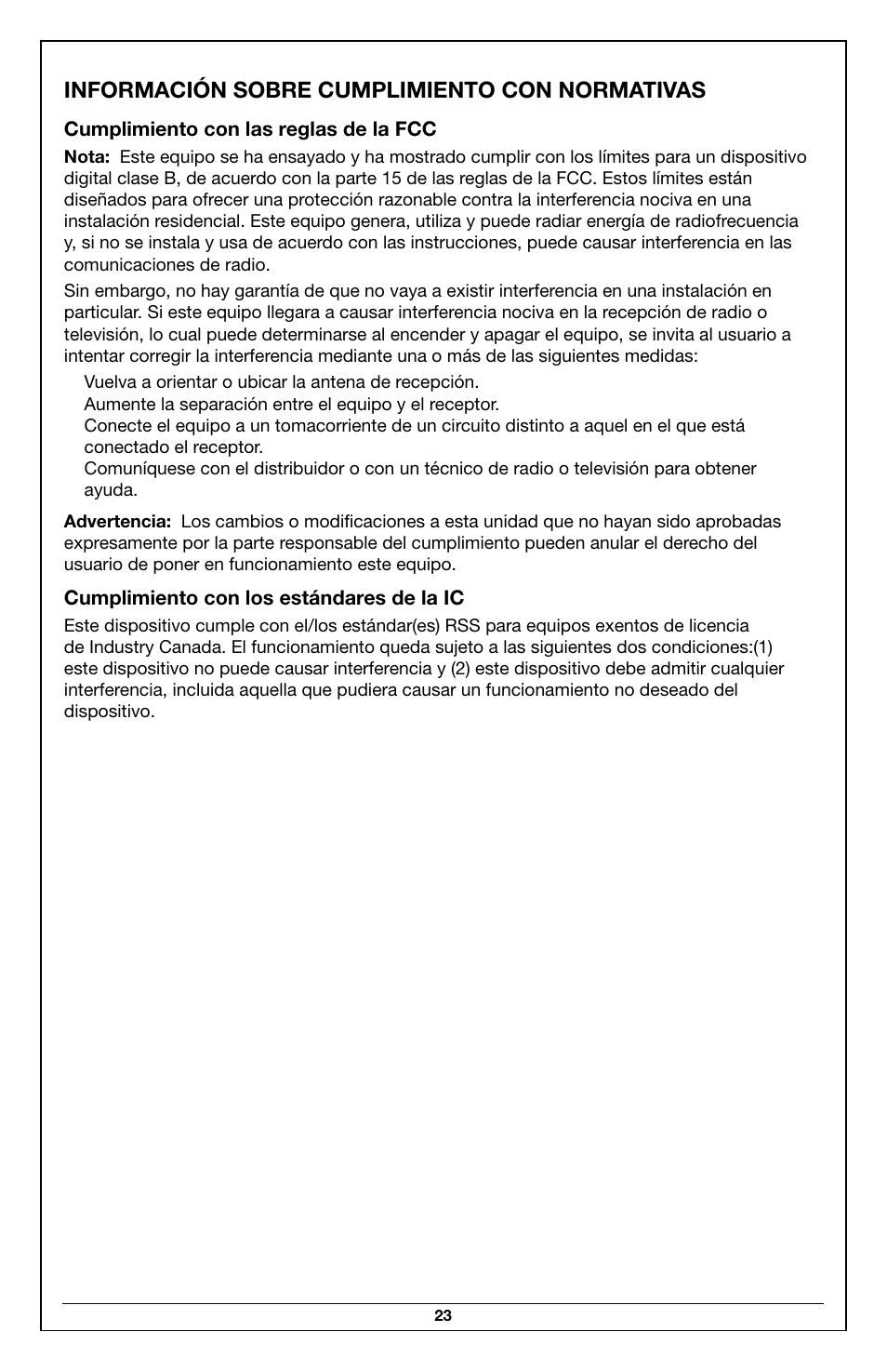 Información sobre cumplimiento con normativas | Legrand AUDM User Manual | Page 23 / 31