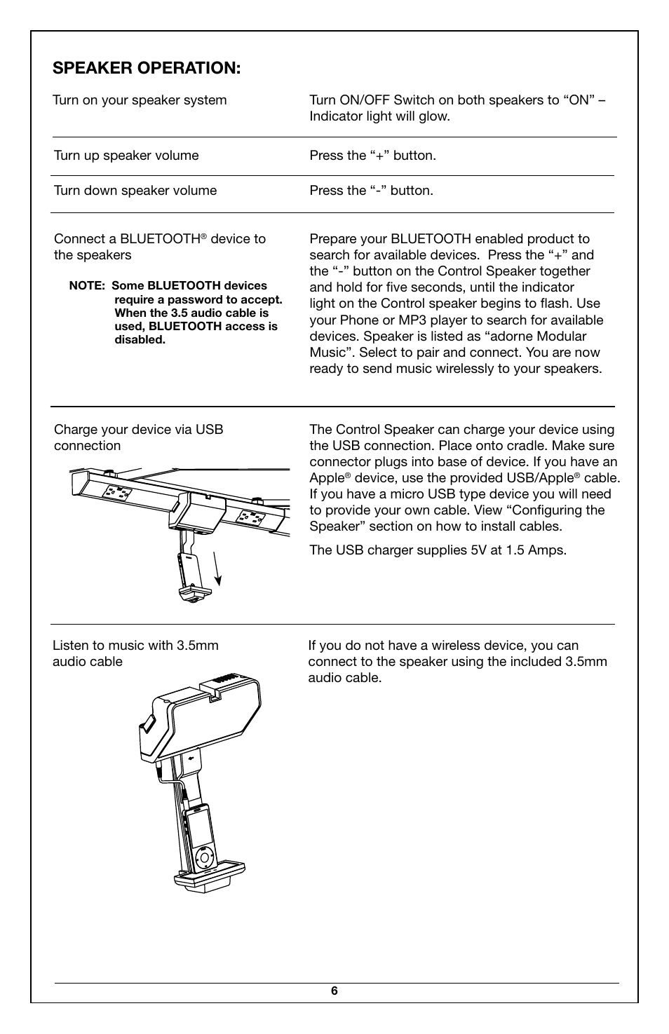 Speaker operation | Legrand AUDM User Manual | Page 6 / 31