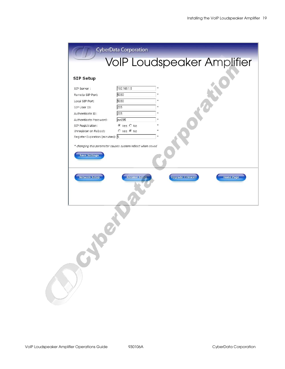 Voip loudspeaker amplifier | CyberData 010861 930106A User Manual | Page 25 / 42