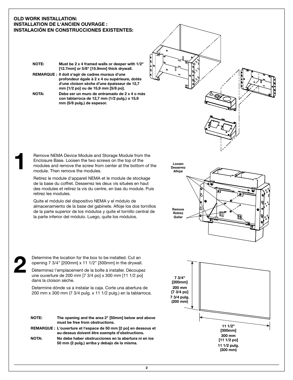 Legrand EFS Series Evolution Wall Box User Manual | Page 2 / 8