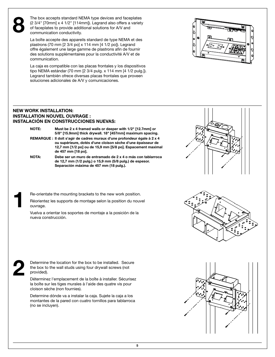 Legrand EFS Series Evolution Wall Box User Manual | Page 5 / 8