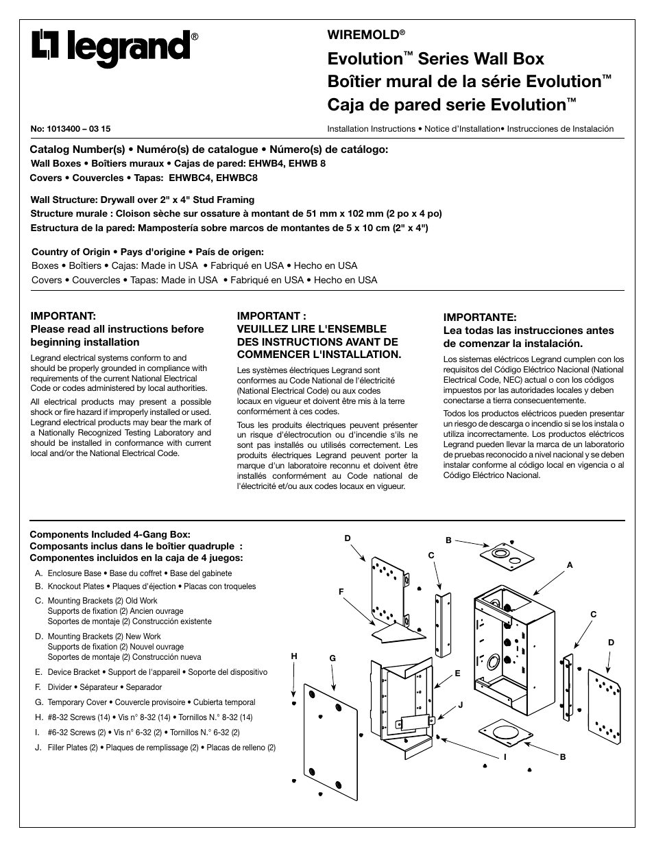 Legrand Evolution Series Hinged Wall Box v.1 User Manual | 8 pages