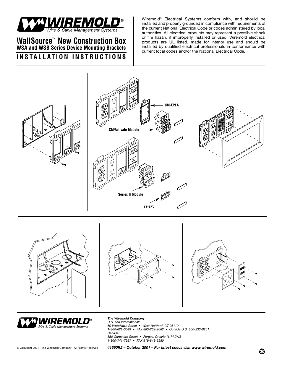 Legrand WSA Series Device Mounting Brackets User Manual | 1 page