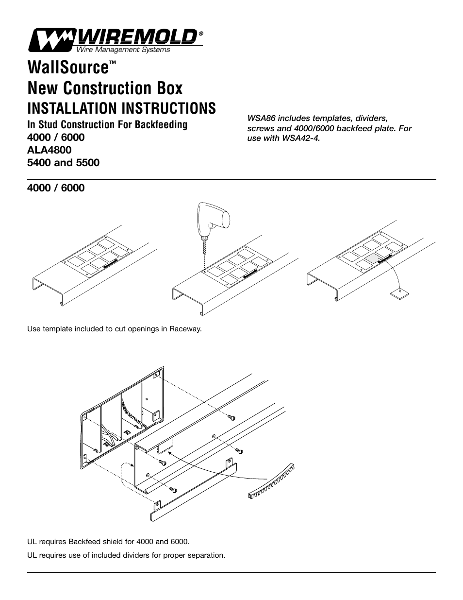 Legrand WallSource New Construction Box v.2 User Manual | 2 pages