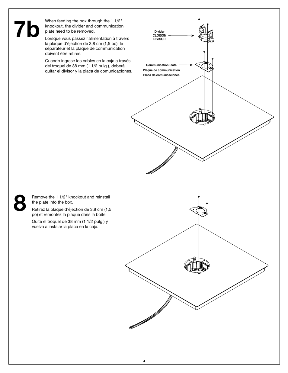 Legrand 6FF-AFB Floor Box User Manual | Page 4 / 8