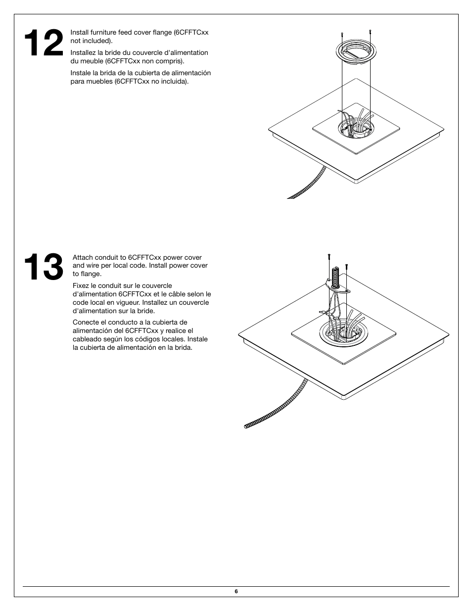 Legrand 6FF-AFB Floor Box User Manual | Page 6 / 8