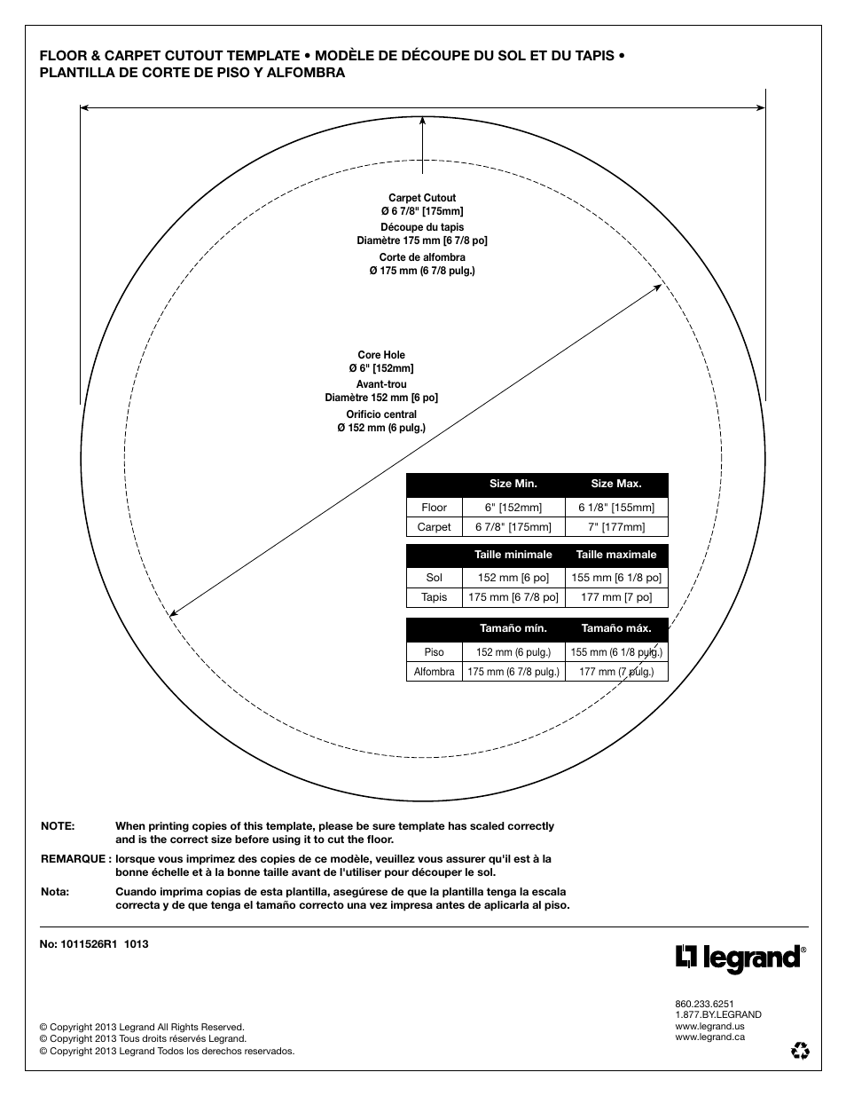 Legrand 6FF-AFB Floor Box User Manual | Page 8 / 8