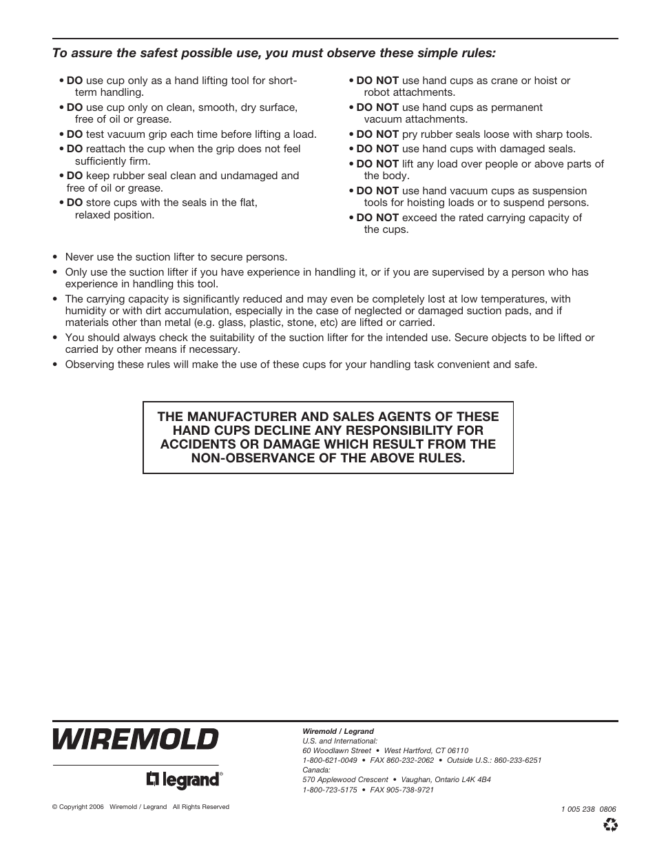 Legrand VA Trenchduct Flush Floor Feeder System 485 Cover Lifter Usage User Manual | Page 2 / 2