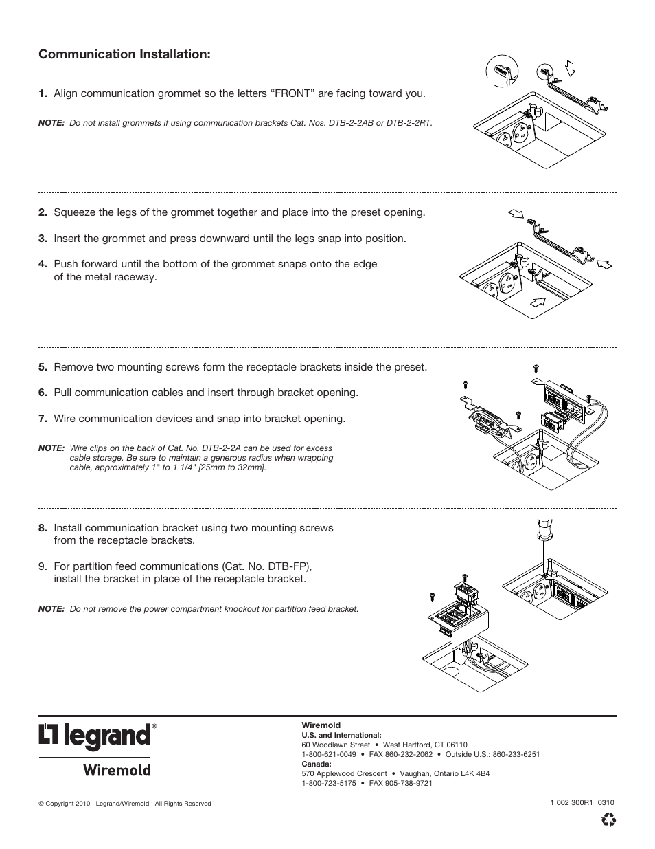 Communication installation | Legrand WC PK Preset Activation Kit User Manual | Page 2 / 2