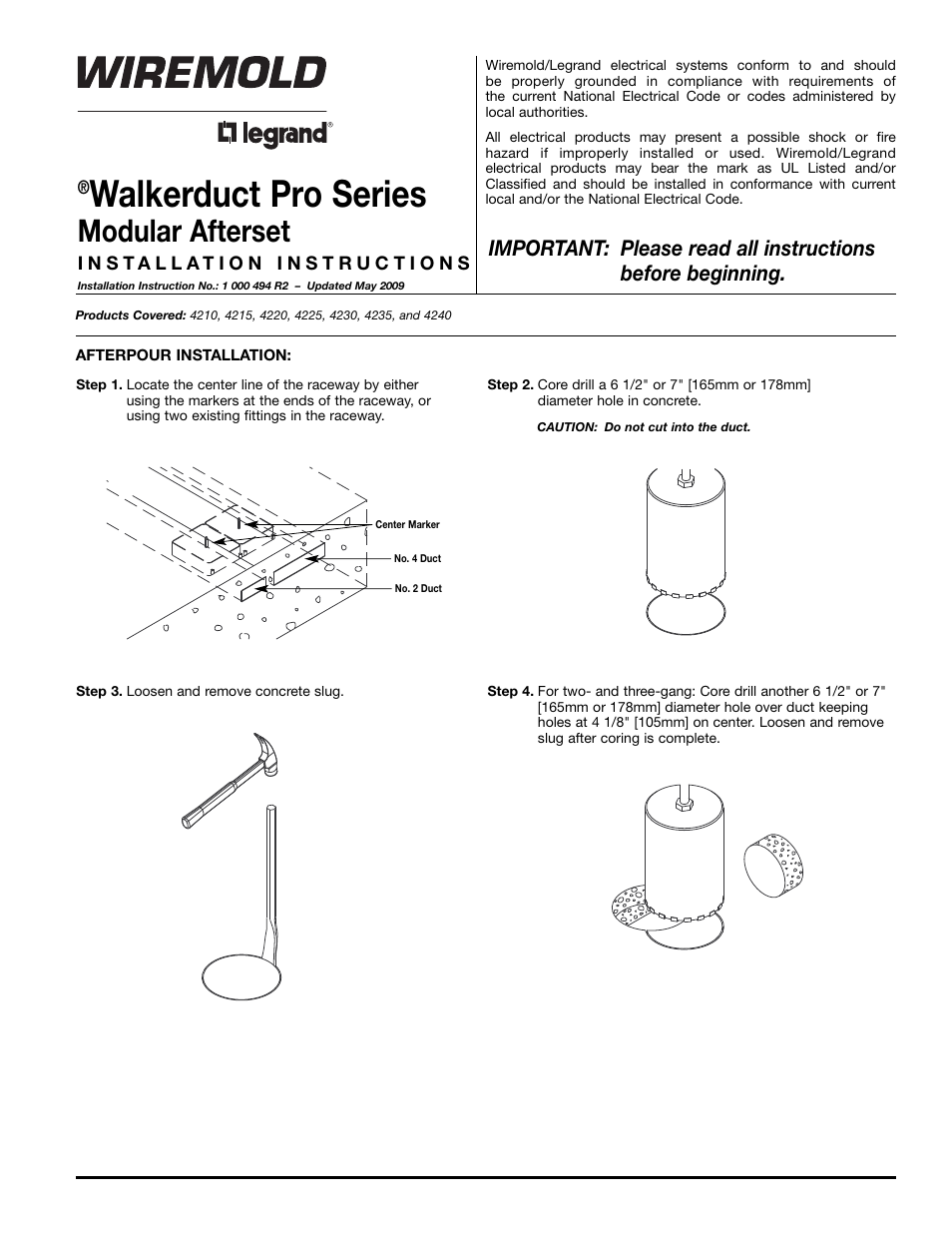 Legrand WKD Pro Series Modular Afterset User Manual | 8 pages